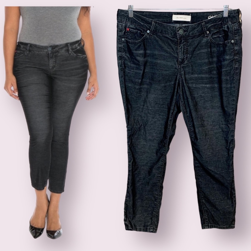 Slink Jeans Lightweight Corduroy Pants Curvy Fit Black Size 16